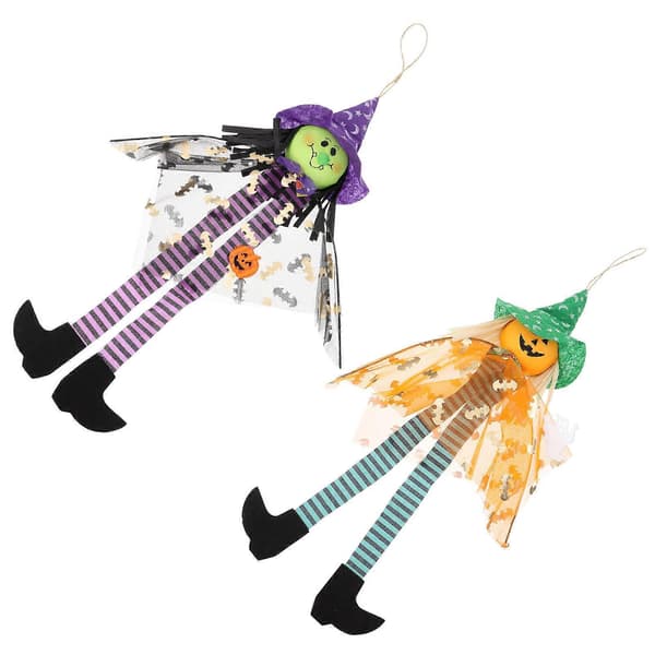Halloween Party Decoration Ghost Pumpkin Shape Mesh Material Hanging 2-pack