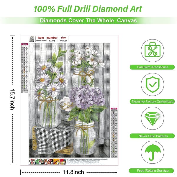 Blomster Diamantmaleri Sæt Diamantkunst Sæt til voksne DIY 5D Fuld Diamantmaleri Sæt Blomster Diamantmaleri (Blomst)