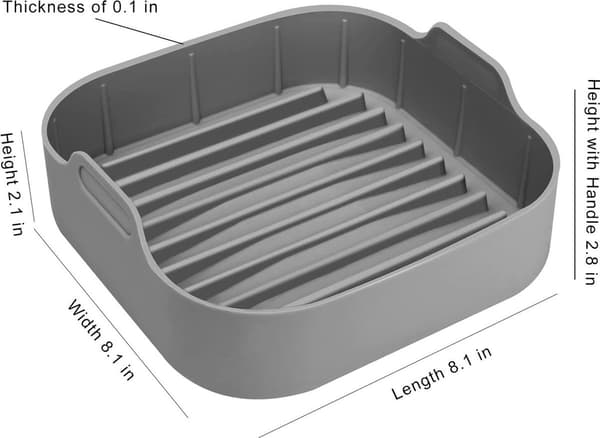 Silikone bageforme til Airfryer Sæt med 2 - 20 cm - Grå - Kurveform - Genanvendeligt alternativ til papir