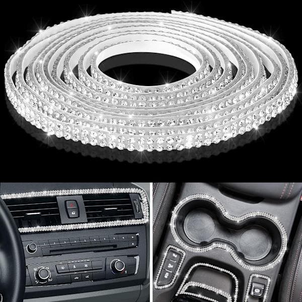 Bildekaler Dekorative Bildekaler Bildekaler 5 Meter Bilinteriør Glitter Diamantdekaler Bil Eksteriør DIY Lineær Hvit