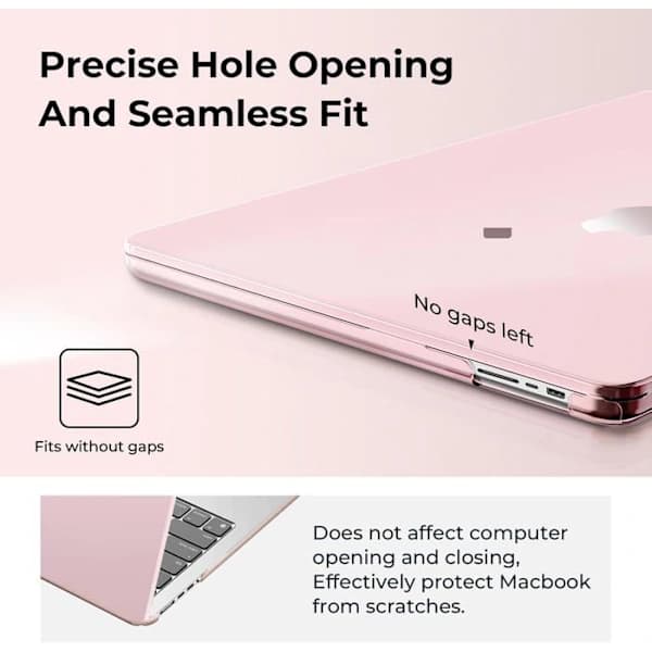 Hard Shell Case for MacBook Air 13.6  \" M2 M3 M4, Touch ID Compatible Color: Crystal Pink