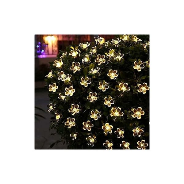 Solcellelysslynge Kirsebærblomst Fe 50LED 2 moduser Utendørs Vanntett Hage Terrasse Jul Innendørs Dekor Varm Hvit?