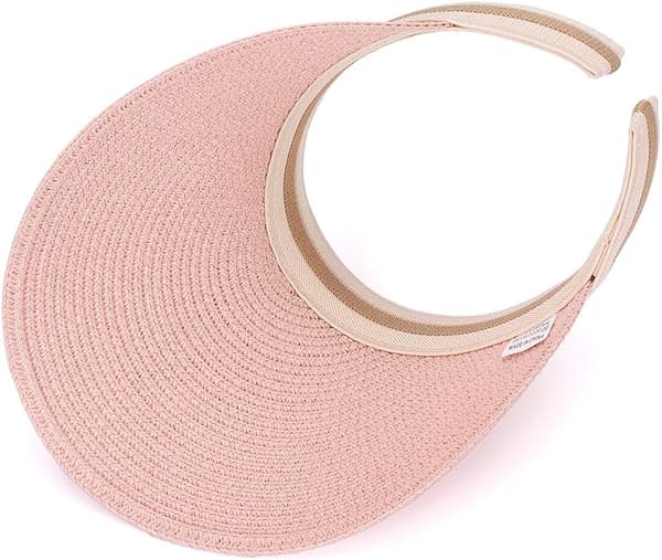 Kvinner Stor Bredbremmet Strand Halm Golf Solhatt Sommercaps (Rosa)