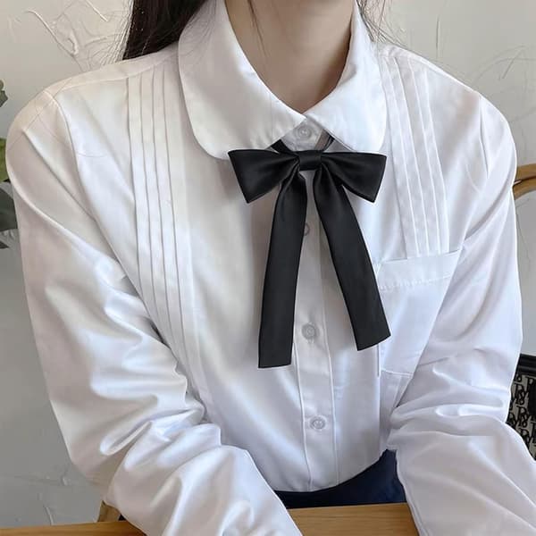 Sløyfe for kvinner, ensfarget polyester-sløyfe til uniform, skole, bryllup, cosplay, T-skjorte-tilbehør -