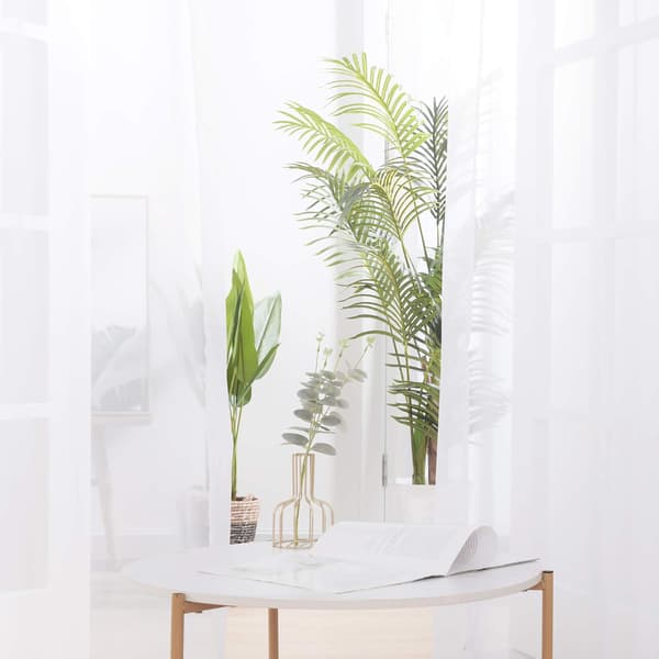 Setti, jossa 2 läpivientiverhoa ikkunoille 140x250cm Valkoinen Voile