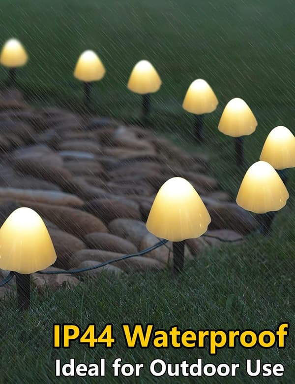 20 LED solcellelamper til haven, 8 tilstande svampeformede stibelysning udendørs, 5 m/16,4 fod landskabshave, solcellelamper