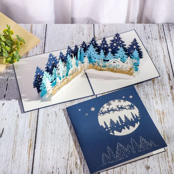 3D Christmas Card, Pop-Up Christmas Card, Three-Dimensional Folded Greeting Card (Christmas Forest)