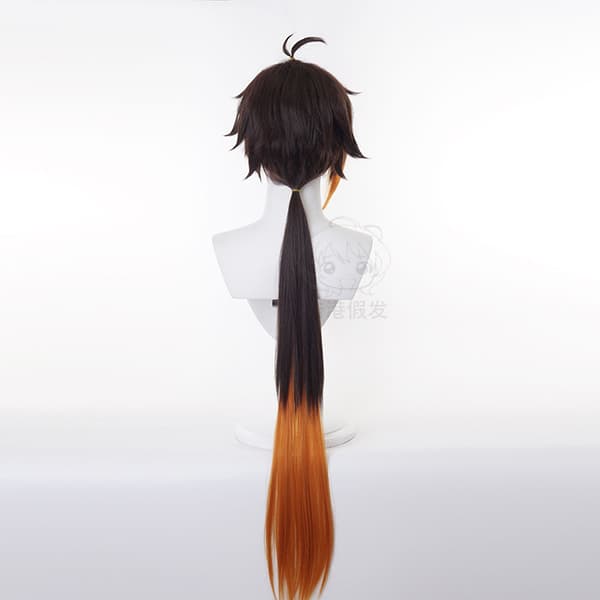 Harakami Zhongli cosplay peruk cos peruk anime gradient långt hår