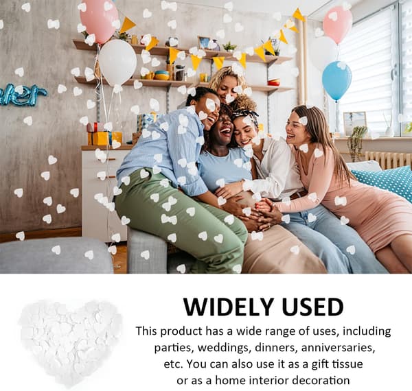 Biodegradable Confetti, 60g Wedding Confetti, Table Confetti, White Heart Confetti, for Weddings, Decorations and Parties