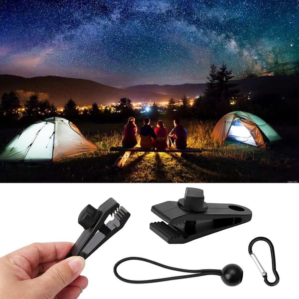 Tarp Clips, 30-pack Nylon Tent Clip, Adjustable for Camping, Awnings, Sleeping Bags, Black