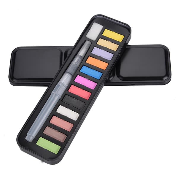Solid Watercolor Paint Set Soluble Pigment Drawing Paint Brush Watercolor (12 colors)