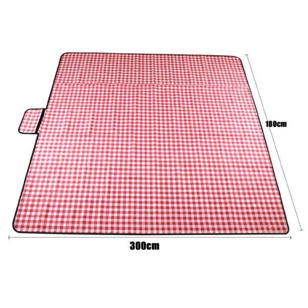 Piknikviltti 180 cm x 300 cm, kevyt rantaviltti kahvalla, punainen