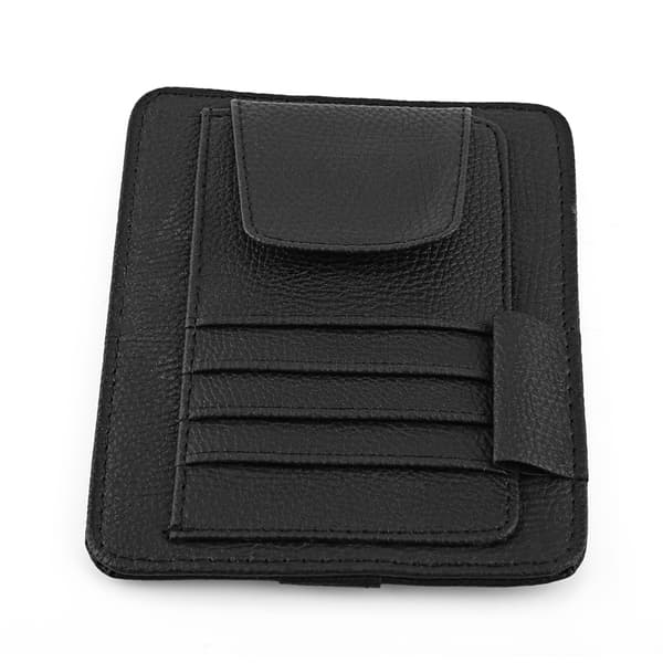 Car Sun Visor Organizer Pocket Bag Card Storage Glasses Holder Clip Black