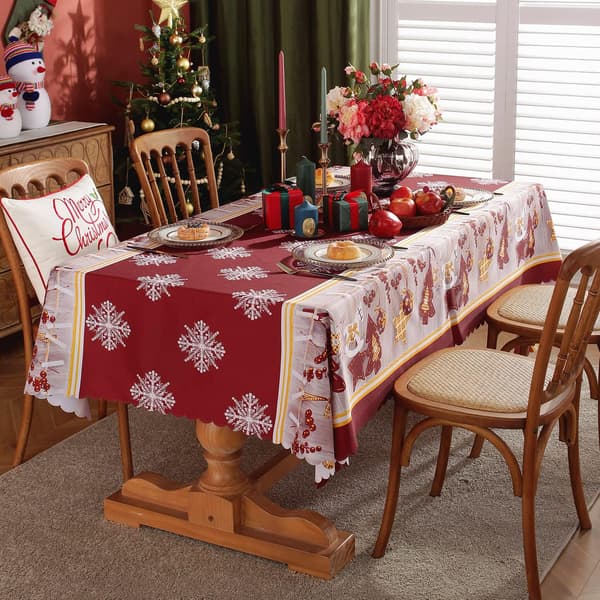 Christmas Tablecloth, 150 x 200 cm Decorative Rectangular Christmas Tablecloth