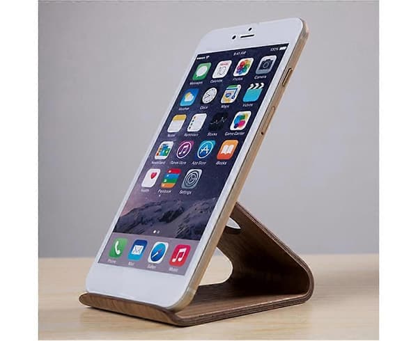 Retro Elegant Universal Hjemmekontor Skrivebord Mobiltelefon Træstativ Holder - Sort