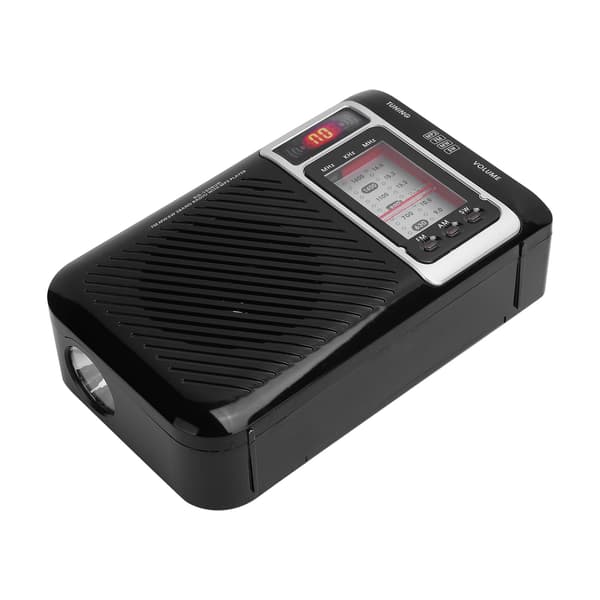 Multifunction Radio with LED Light Speaker Support Memory Card MMC USB FM AM SW 110-240V US Plug Black