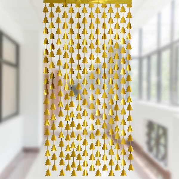 #Juletre Metalliske Gardiner - Gull - 1m*2m, Glimrende Glitter, A#