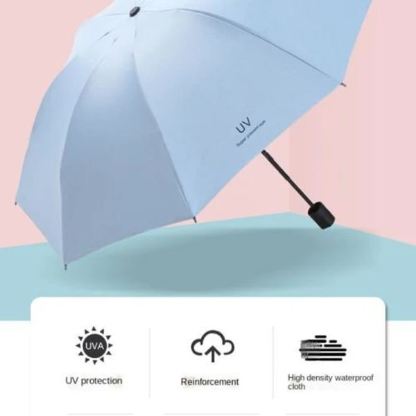 Anti-UV Paraply Bärbart Hopfällbart Regn Autoöppning / Marinblå