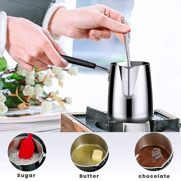 Smør- og kaffevarmer i rustfrit stål, tyrkisk kaffekande (600 ml)