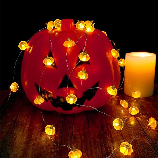 Halloween-lamper 1 meter 10 lamper græskar lyskæde batteridrevet orange lamper egnet til Halloween-fest