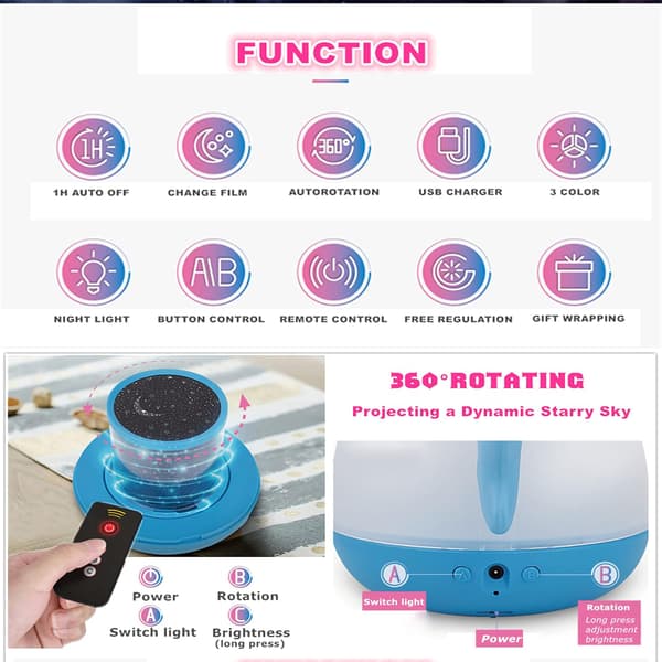 Remote Control and Timer Design Seabed Starry Sky LED Star Projector