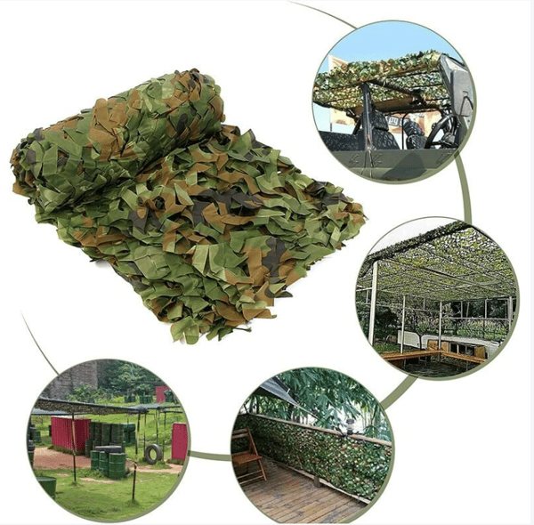 Rektangulær skyggesejl i grønt camouflage net, 3x4m, camouflage
