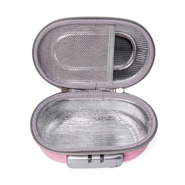 Lockable Storage Box with Combination Lock 3-8 Digits - Silver PU+EVA Privacy Storage with Mesh Pockets, Reinforced Zipper and Alloy Buckle