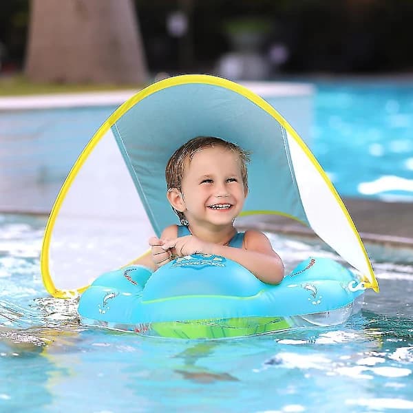Oppustelig babybadering flydende babypool med solbeskyttelse S