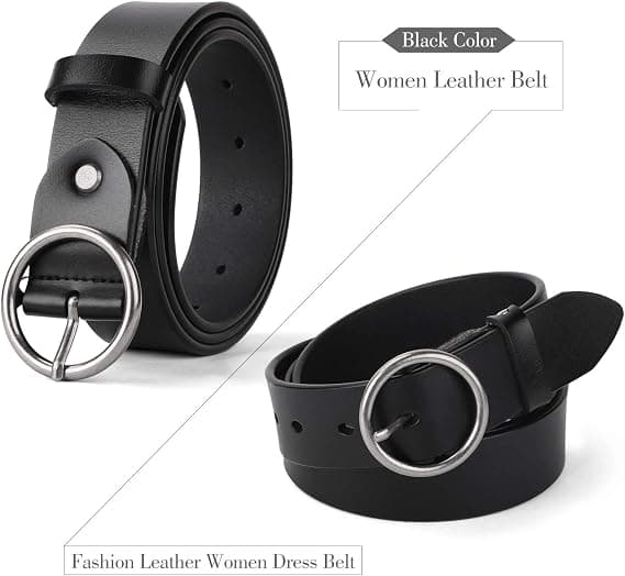 Dame Casual Kjole Bælte Mode Læderbælte med O-Ring Spænde