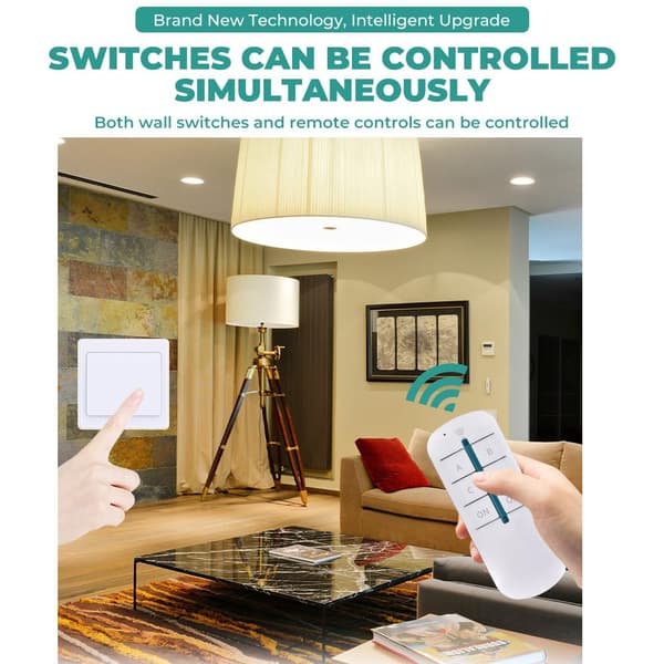 Wireless Light Switch, 4-Way Remote Control Light Switch, ON/OFF 200V-240V Wall Light Switch for Home Lighting