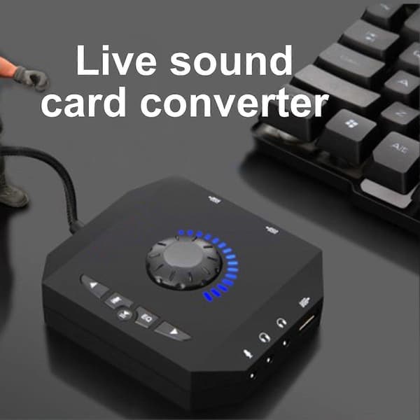 External 7.1 Channel Sound Adapter with USB2.0/3.5mm Jack Plug-Play Driver-Free Professional Computer USB External Sound Card for PC Computer Laptop Am