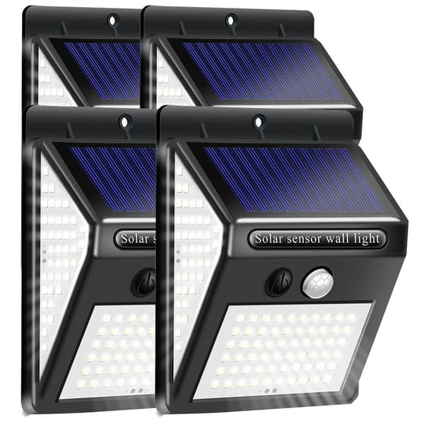 4-pak Solar Lamper Udendørs 140 LED, Udendørs Solar Bevægelsessensor Lamper med KLB