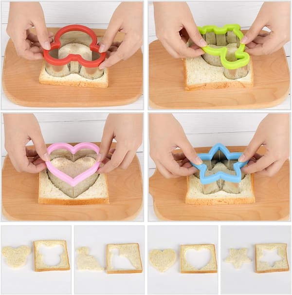 Sandwichforme til Børn, Mickey Mouse, Dinosaur, Stjerne, Hjerte og Mini Grøntsags- og Frugtkageforme Madforme til Helligdage og Fest