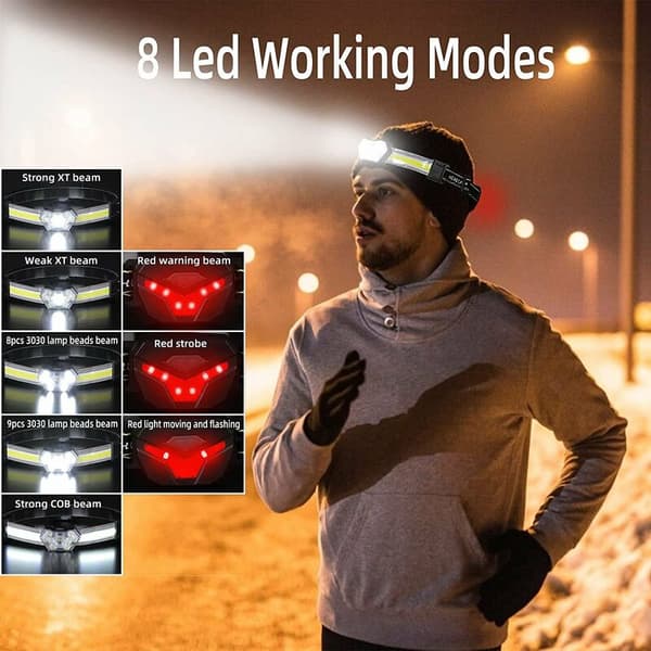 Rechargeable LED 270° Adjustable Headlight Waterproof Work Light for Running Camping Hiking Hunting