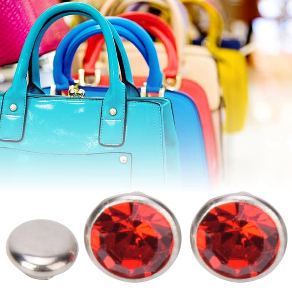 50 Sets Rhinestone Rivets Crystal Diamond Studs Leather Craft Bag Clothes Decoration 8mm Silver Edge Red Diamond