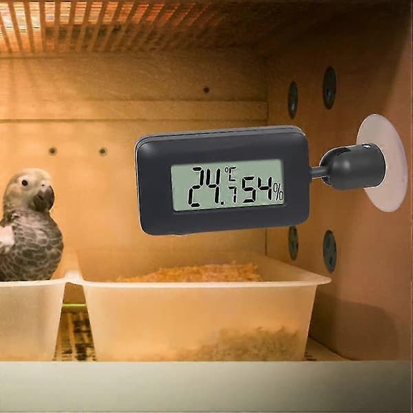 LCD Digital Hygrometer Termometer med Baggrundsbelysning til Krybdyr, Terrarium, Drivhus, Børneværelse, Inkubator (sort), seuais