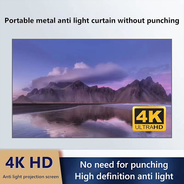 Højopløsning 4k Foldbar Ikke-perforeret Anti-lys Gardin 16:9Gary