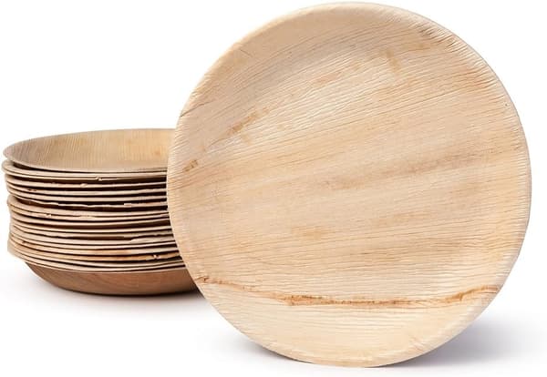 Palmware High-quality palm leaf plates I 25 pieces palm leaf round plates Ø25 cm I Biodegradable party tableware Quickly degradable B B