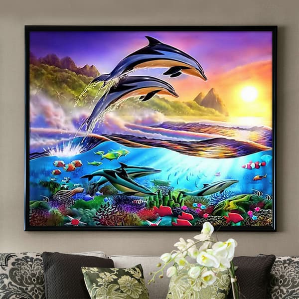 30 × 40 Hyppäävä Delfiini Timanttimaalaus (30 * 40, 1 kpl) Dia