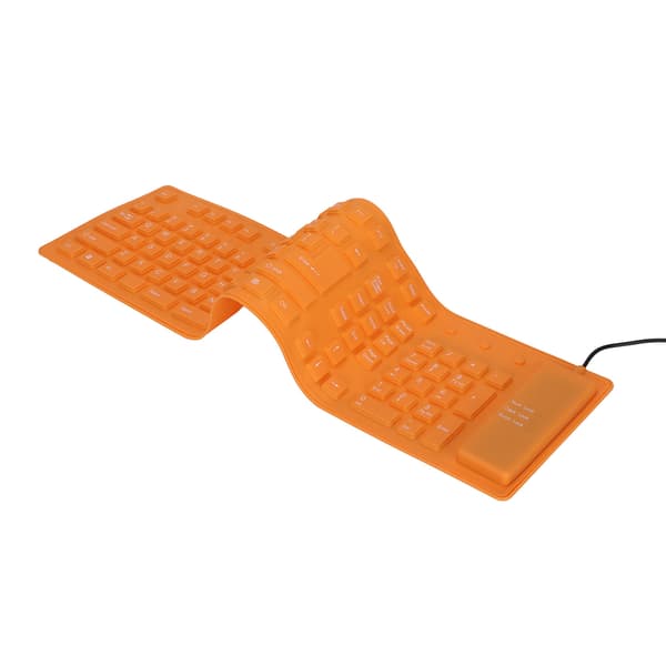 Foldable Silicone Keyboard 108 Keys Silicone Foldable USB Wired Waterproof Silent Keyboard Fully Sealed Foldable Keyboard Orange