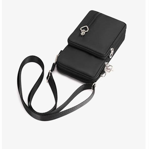 Skuldertaske til mobiltelefon - Pung, Håndtaske, Clutch - sort