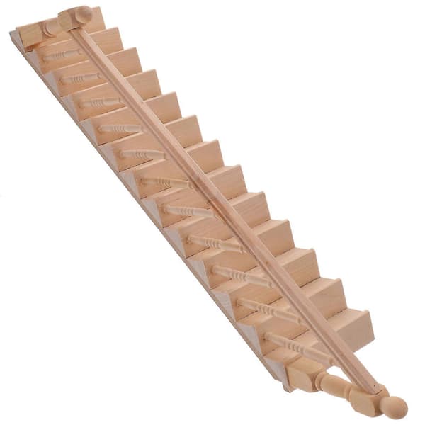 Miniature Staircase Unpainted Staircase Micro Landscape Mini House Accessories (Left Handrail)