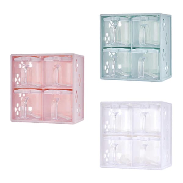 Spice Storage with 4 Compartments, Spice Jars for Kitchen with Lid and Spoon, Spice Rack, Spice Container for Cafe Pepper
