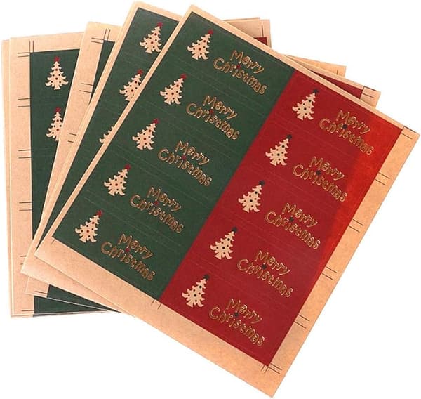 200 selvklebende julegavedekaler, assorterte julegavedekaler
