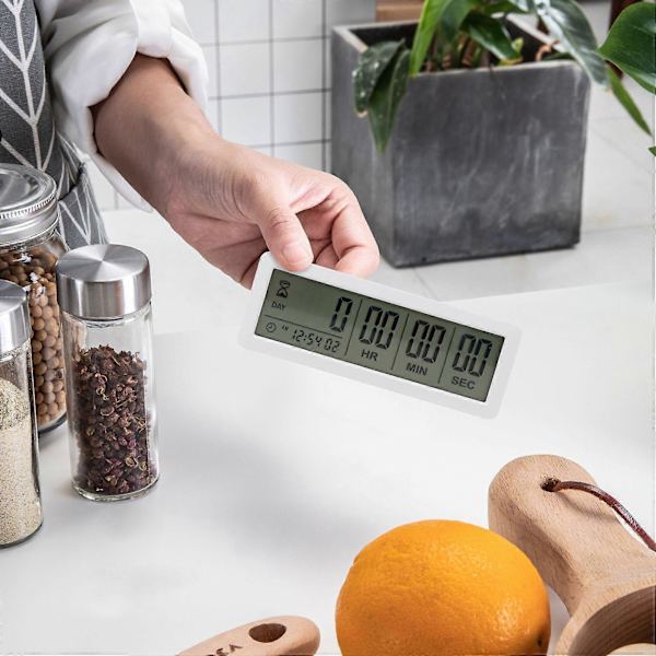 Stor Digital Nedtælling Dage Timer Ur - 999 Dage Nedtællingsur Timer til Eksamen Lab Køkken (Hvid) white