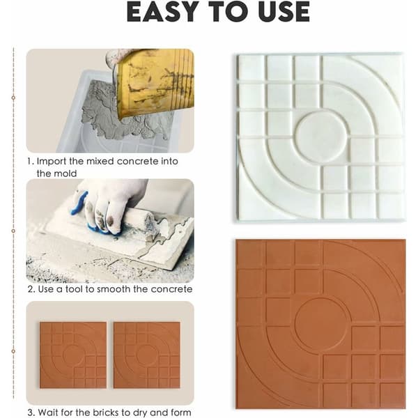 Paving Mould, Concrete, Stone, Square, for Slabs, Garden, Lawn, Paving, Driveways, Paths, 25 x 25 cm