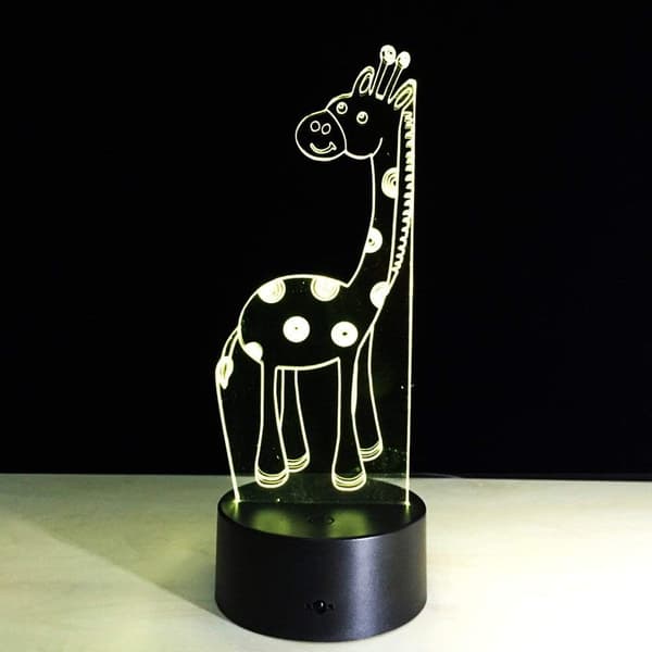 Akryl 3D LED-lampa Liten Giraff Nattlampa Touch Switch Atmos