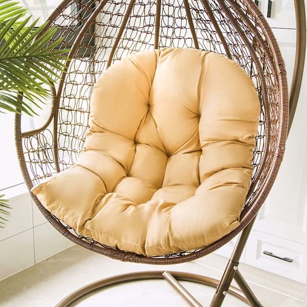 Æggestolspude Tyk Blød Polyester Siddehynde til Hængestol Gyngestol Indendørs Udendørs Kamel 80 x 120 cm Camel 80*120cm Camel 80*120cm