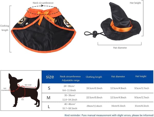 Halloween-kostume, heksehue, åndbar, kasket sæt -