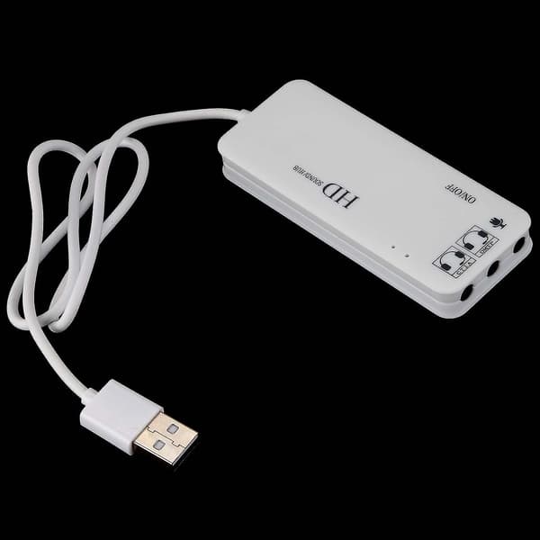 3-ports USB 2.0 Hub Eksternt Lydkort Headset Mikrofonadapter til PC Hvid